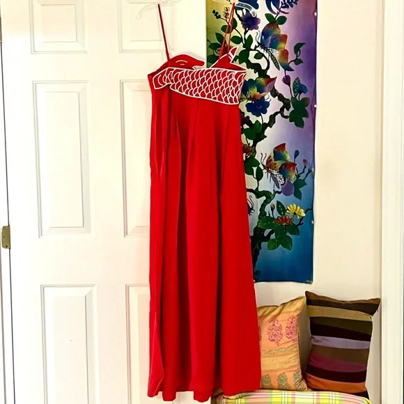 🌺🎉HP🎉🌺 NWT Farm Rio Red Fish Top Maxi Dress - Picture 14 of 16